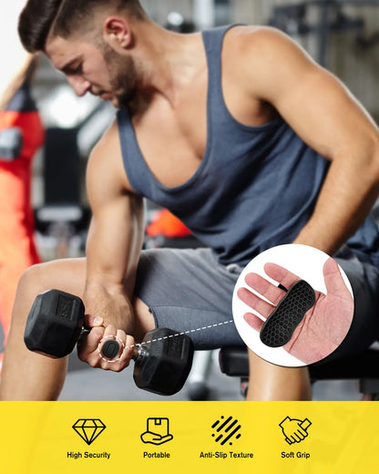 [Deals for You] Weight Lifting Grips for Women & Men, Anti-Slip Rubber Gym Gloves for Palm Protection, Suitable for Dumbbell、Pull-Up、Deadlift