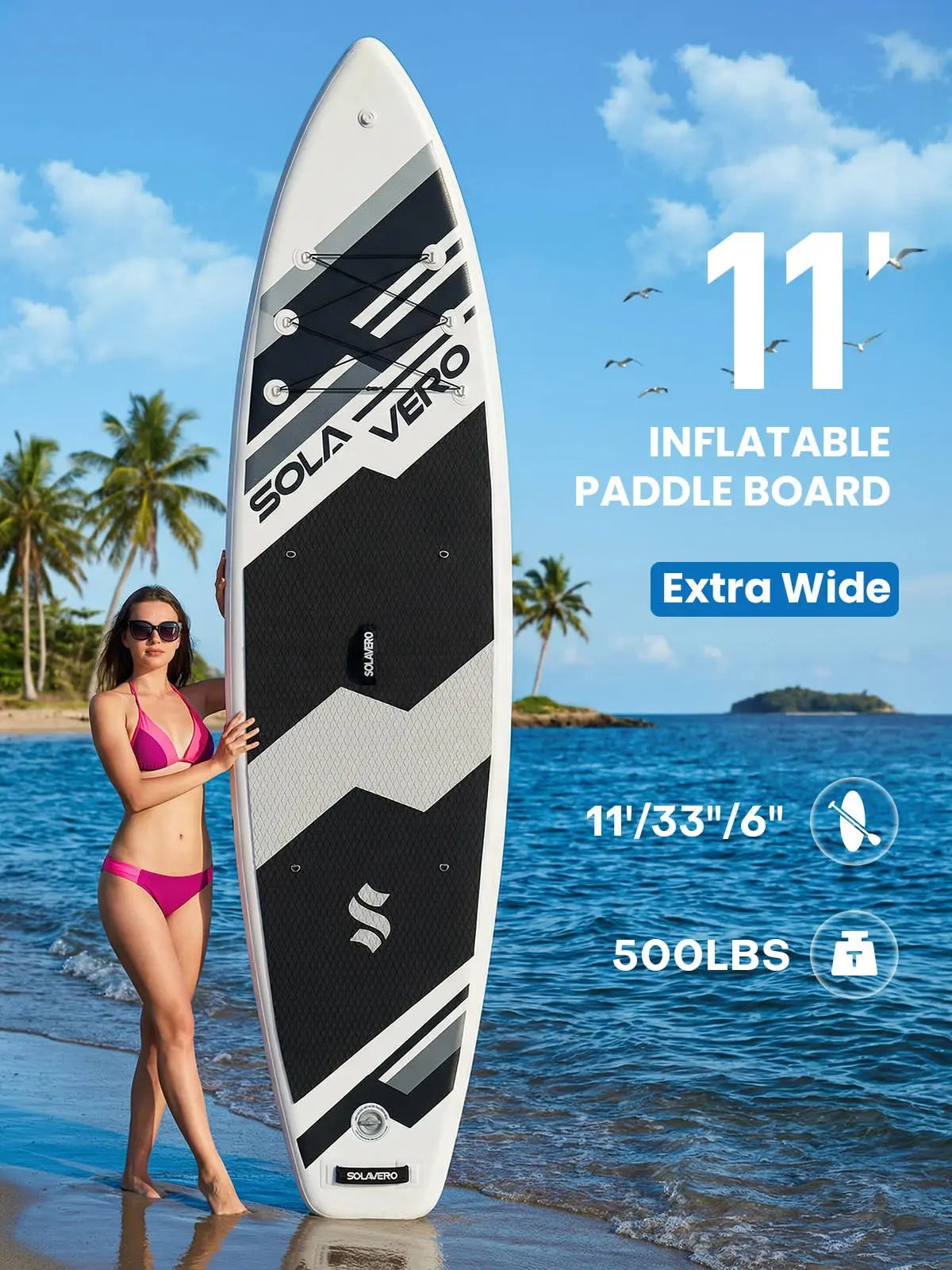 Stand up Paddle Board 11' Inflatable SUP for Adults, Blow up Paddle Board with Non-Slip EVA Deck 500LB Capacity Wide Board for All Skill Levels Summerwins