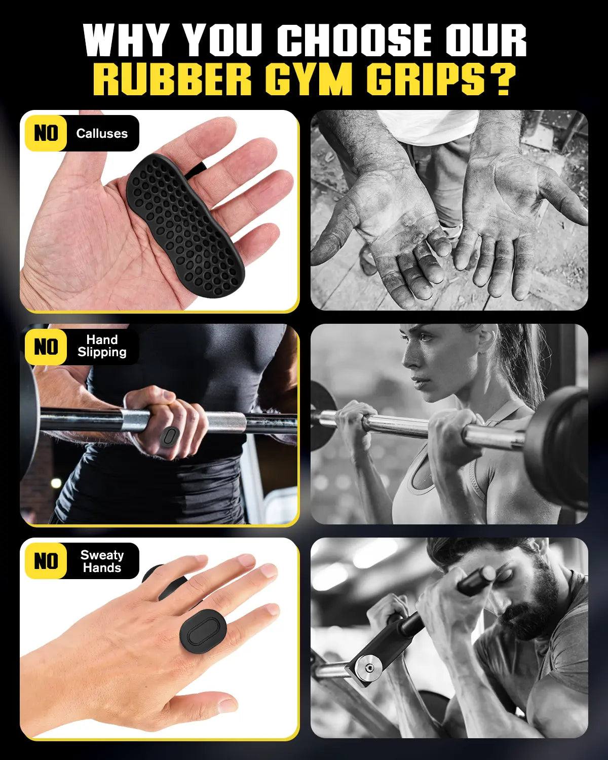 [Deals for You] Weight Lifting Grips for Women & Men, Anti-Slip Rubber Gym Gloves for Palm Protection, Suitable for Dumbbell、Pull-Up、Deadlift